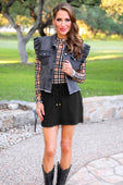 Kate Mesh Top- Nora Plaid - Jess Lea Boutique