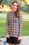 Kate Mesh Top- Nora Plaid - Jess Lea Boutique