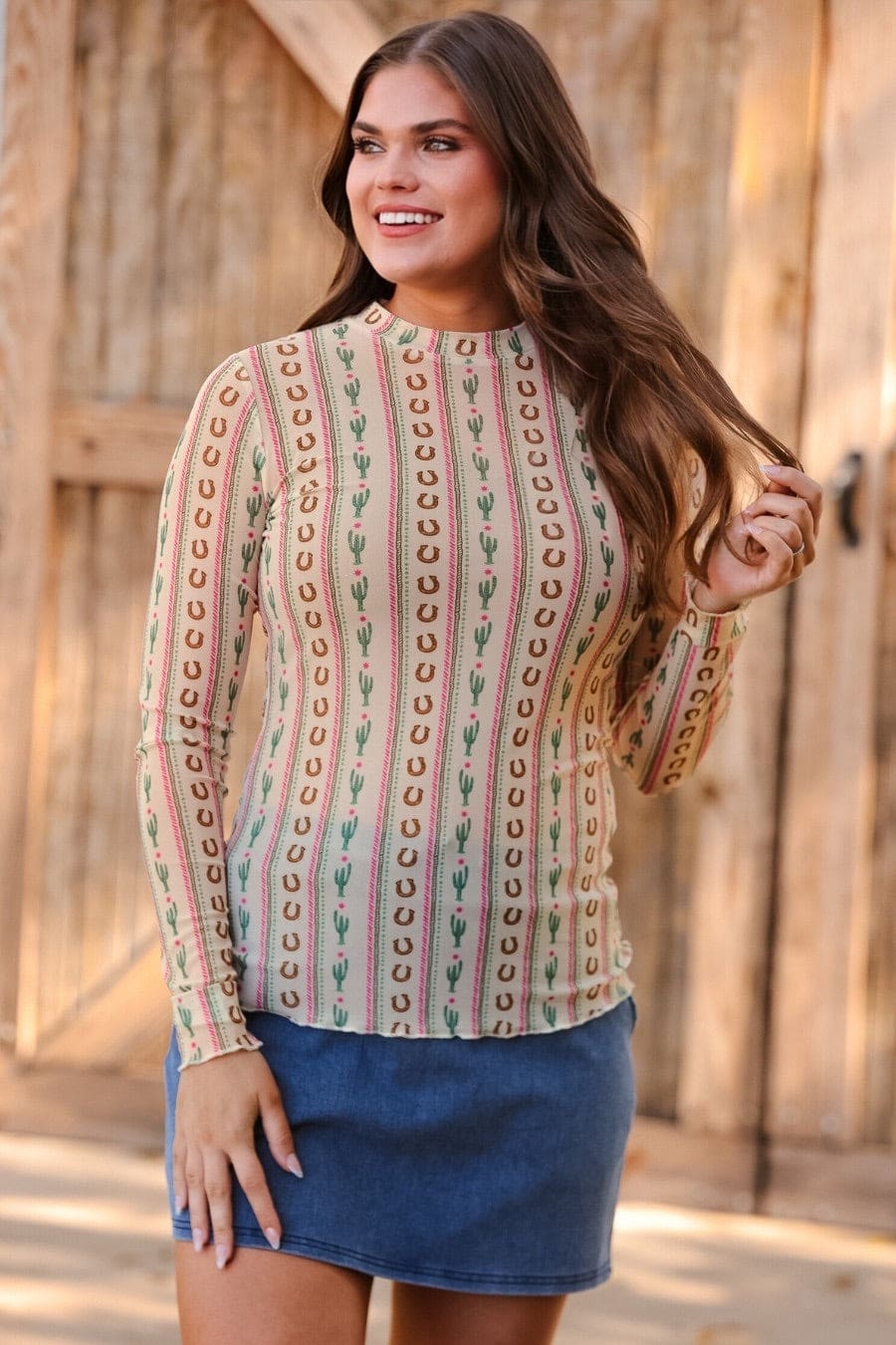 Kate Mesh Top- Western Charm - Jess Lea Boutique