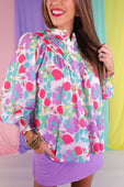 Katie Button Up Blouse, Pastel - Jess Lea Boutique
