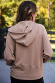 Kayla Luxe Hooded Quarter Zip Pullover- Mocha - Jess Lea Boutique