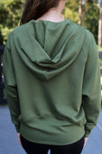 Kayla Luxe Hooded Quarter Zip Pullover- Olive - Jess Lea Boutique
