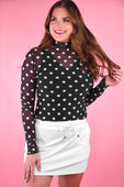Keigan Mesh Top- After Dark Polka Dot - Jess Lea Boutique
