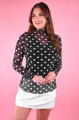 Keigan Mesh Top- After Dark Polka Dot - Jess Lea Boutique
