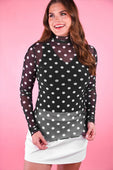Keigan Mesh Top- After Dark Polka Dot - Jess Lea Boutique