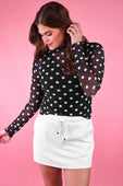 Keigan Mesh Top- After Dark Polka Dot - Jess Lea Boutique