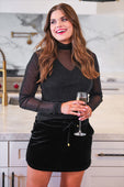 PREORDER-Keigan Mesh Top- Black Glitter - Jess Lea Boutique