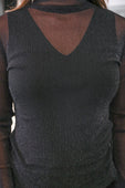 PREORDER-Keigan Mesh Top- Black Glitter - Jess Lea Boutique