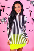 Keigan Mesh Top- Black/White Stripes - Jess Lea Boutique