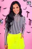 Keigan Mesh Top- Black/White Stripes - Jess Lea Boutique