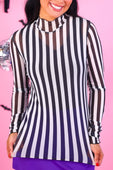 Keigan Mesh Top- Black/White Stripes - Jess Lea Boutique