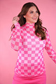 Keigan Mesh Top- Bubblegum Checkered - Jess Lea Boutique