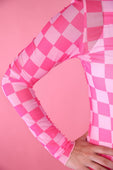 Keigan Mesh Top- Bubblegum Checkered - Jess Lea Boutique