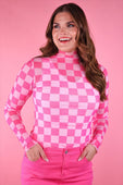 Keigan Mesh Top- Bubblegum Checkered - Jess Lea Boutique
