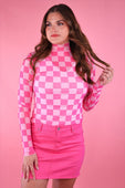 Keigan Mesh Top- Bubblegum Checkered - Jess Lea Boutique
