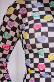Keigan Mesh Top- Checkered Conversation Hearts - Jess Lea Boutique
