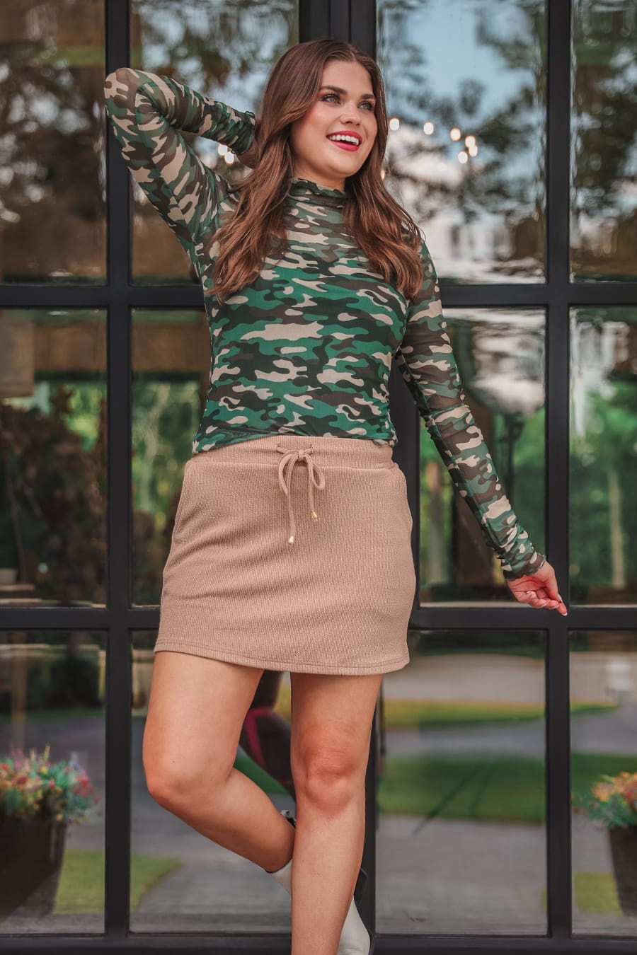 PREORDER- Keigan Mesh Top- Green Camo - Jess Lea Boutique