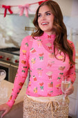 Keigan Mesh Top- Holiday Drinks - Jess Lea Boutique