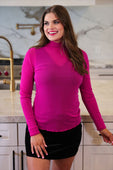 PREORDER-Keigan Mesh Top- Magenta Glitter - Jess Lea Boutique