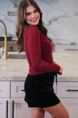 PREORDER-  Keigan Mesh Top- Maroon Glitter - Jess Lea Boutique