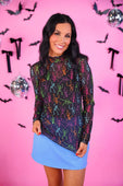 Keigan Mesh Top- Multi Skeletons - Jess Lea Boutique