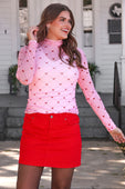 Keigan Mesh Top- Pink Heartlines - Jess Lea Boutique