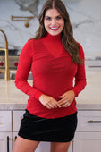PREORDER-Keigan Mesh Top- Red Glitter - Jess Lea Boutique
