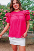 Kimber Eyelet Top, Pink - Jess Lea Boutique