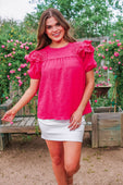 Kimber Eyelet Top, Pink - Jess Lea Boutique