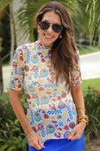 Kora Short Sleeve Mesh Top- Amalfi Mood - Jess Lea Boutique