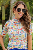 Kora Short Sleeve Mesh Top- Amalfi Mood - Jess Lea Boutique