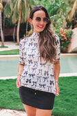 Kora Short Sleeve Mesh Top- Midnight Bow - Jess Lea Boutique