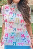Kora Short Sleeve Mesh Top- Midnight Bow Neon Pastel - Jess Lea Boutique