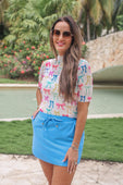 Kora Short Sleeve Mesh Top- Midnight Bow Neon Pastel - Jess Lea Boutique