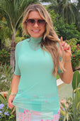Kora Short Sleeve Mesh Top- Mint - Jess Lea Boutique