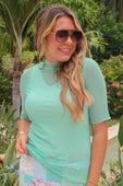 Kora Short Sleeve Mesh Top- Mint - Jess Lea Boutique