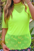 Kora Short Sleeve Mesh Top- Neon Lime - Jess Lea Boutique