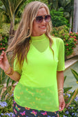Kora Short Sleeve Mesh Top- Neon Lime - Jess Lea Boutique