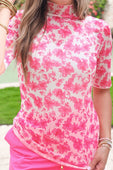 Kora Short Sleeve Mesh Top- Pink Eternal Blossom - Jess Lea Boutique