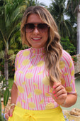Kora Short Sleeve Mesh Top- Pink Lemonade - Jess Lea Boutique