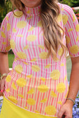 Kora Short Sleeve Mesh Top- Pink Lemonade - Jess Lea Boutique
