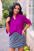 Lainey Tie Sleeve Top- Fuschia - Jess Lea Boutique