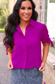 Lainey Tie Sleeve Top- Fuschia - Jess Lea Boutique