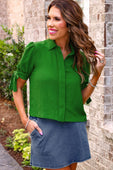 Lainey Tie Sleeve Top- Green - Jess Lea Boutique