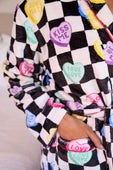 Legacy Lounge Robe- Checkered Conversation Hearts - Jess Lea Boutique