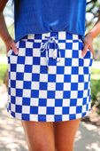 Let’s Go Checkered Skort- Blue - Jess Lea Boutique