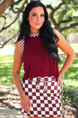 Let’s Go Checkered Skort- Maroon - Jess Lea Boutique