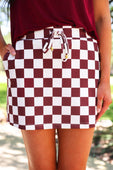 Let’s Go Checkered Skort- Maroon - Jess Lea Boutique