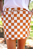 Let’s Go Checkered Skort- Orange - Jess Lea Boutique
