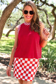 Let’s Go Checkered Skort- Red - Jess Lea Boutique